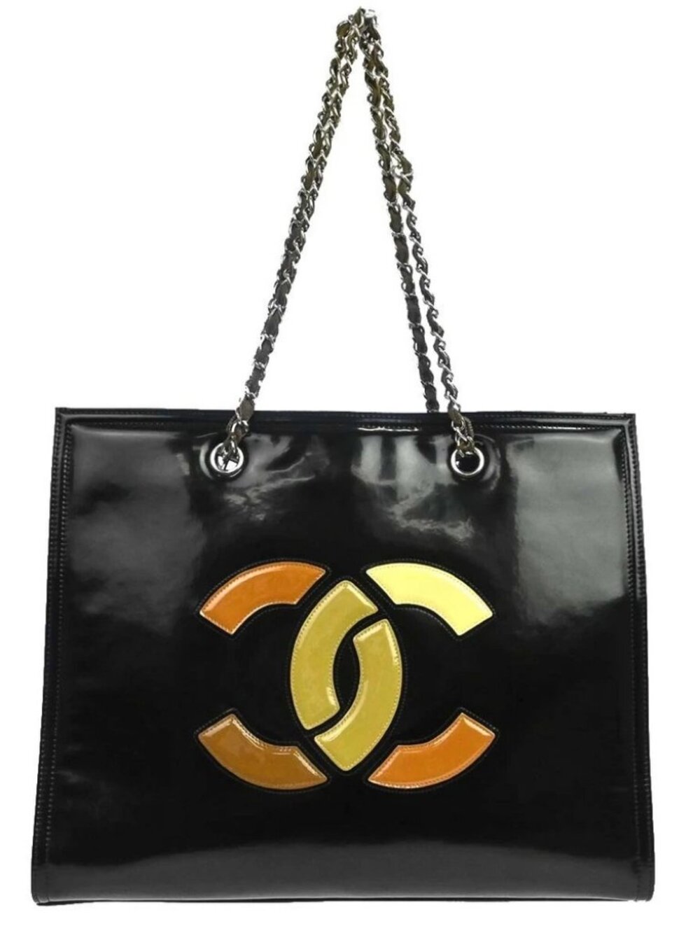 Chanel Black Patent Lambskin Leather Lipstick Tote Bag